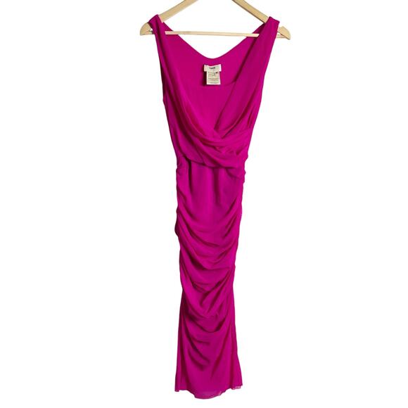 Fuzzi Begonia Pink Sleeveless Ruched Draped Scoop Neck Dress Size Medium - Picture 1 of 10